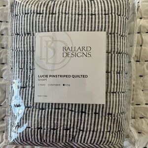 Ballard Designs Lucie Indigo Pinstripe Quilted Pillow Sham King Size